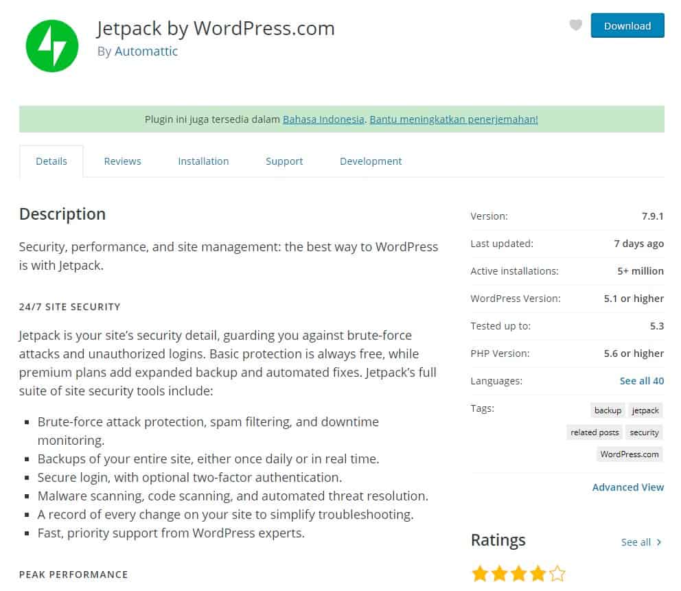 Plugin Jetpack pada WordPress