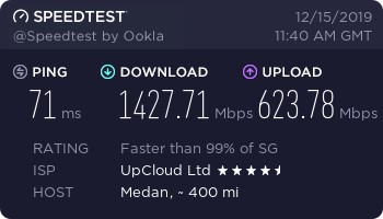 Kecepatan Download Upload Upcloud $5 Medan