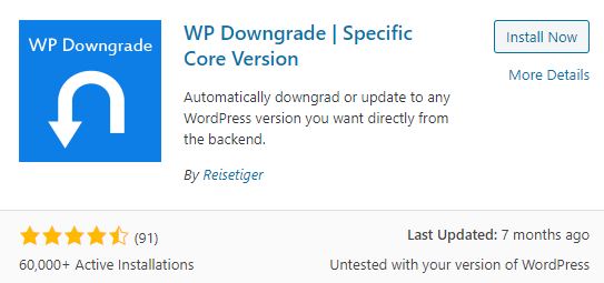 Plugin WP Downgrade - Specific Core Edition